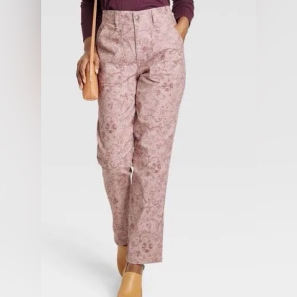 Knox Rose Pants - Knox Rose Mauve Floral Straight-Leg Pants